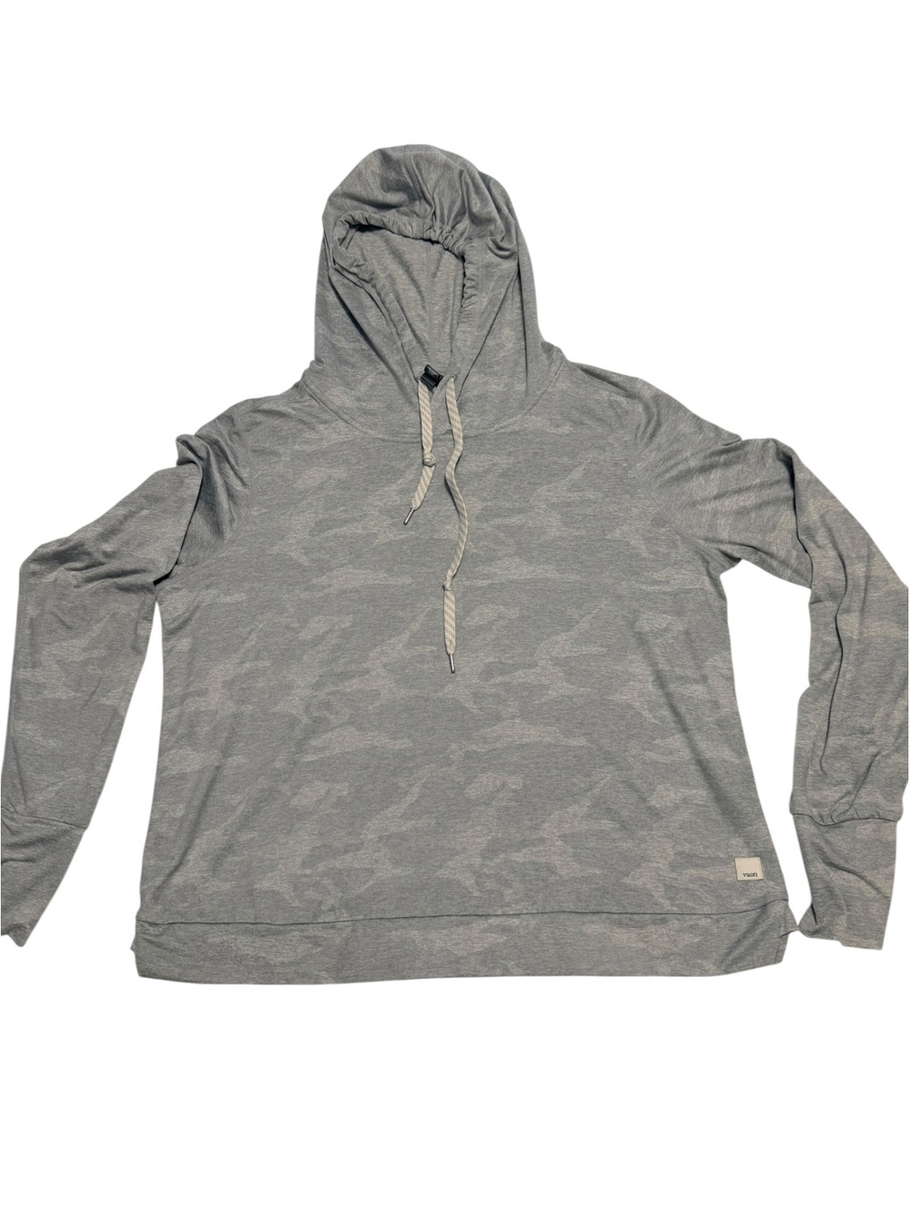 Vuori Women's Halo Essential Hoodie in the "Pale Heather Camo" pattern